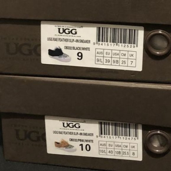 OZWEAR UGG RAE FEATHER SLIP-ON PINK & WHITE - Picture 11 of 14